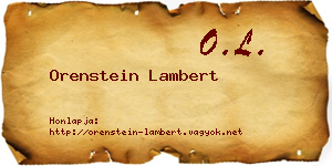 Orenstein Lambert névjegykártya